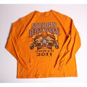 Castaways Sturgis Bike Week 2011 Long Sleeve T-Shirt Orange Mens XL 71st Annual